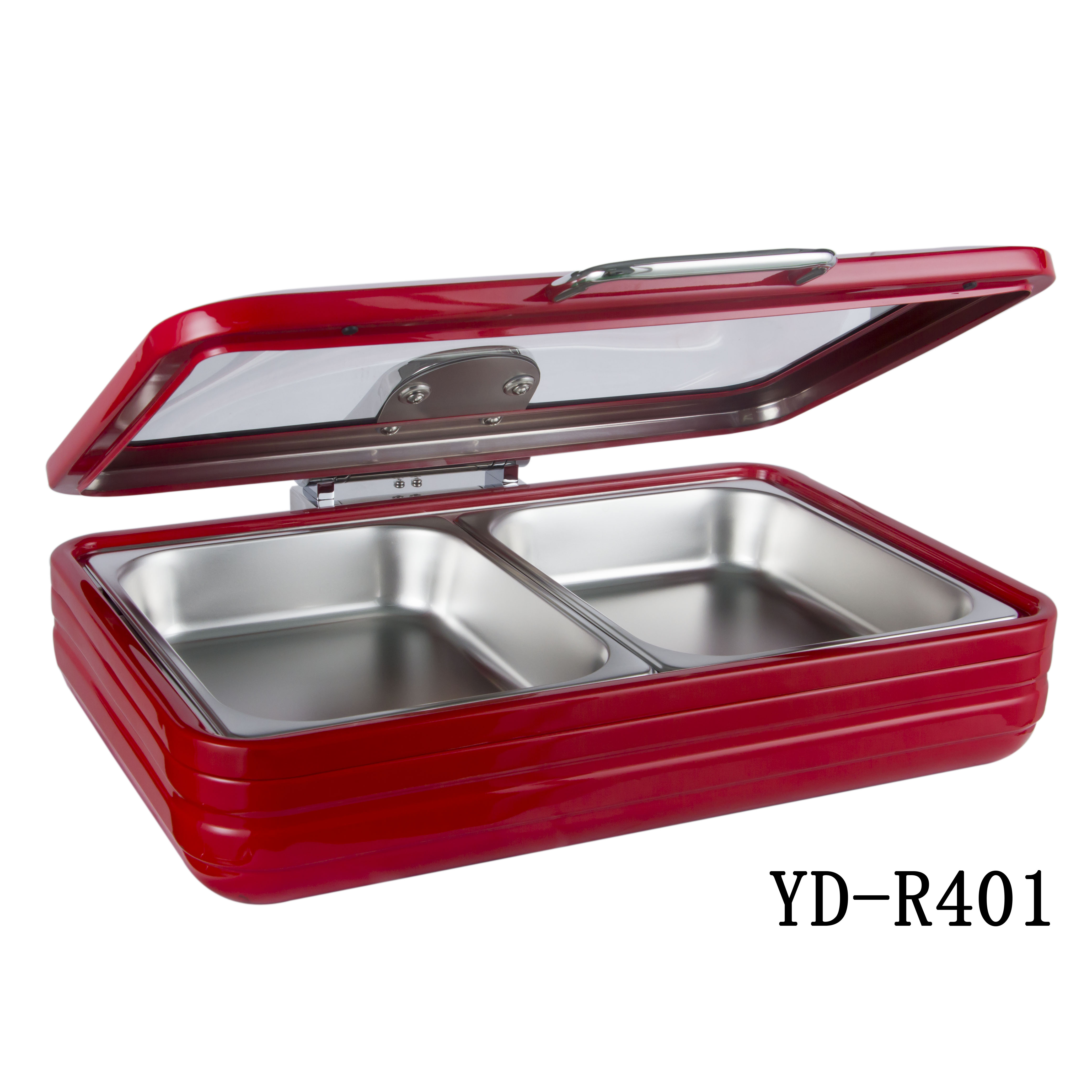 Yapamit YD-Y401 4.5L9LK Chafer de inducción de acero inoxidable de tamaño completo con tapa de vidrio y tapa de cierre suave