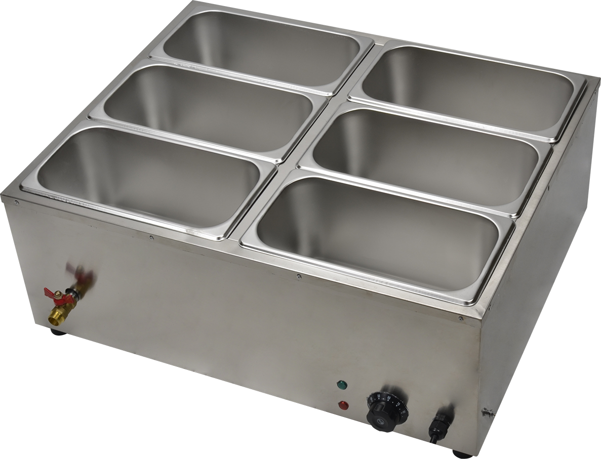 Calentador de alimentos comercial, encimera de buffet Bain Marie de acero inoxidable con control de temperatura y tapa para fiestas, catering, restaurantes 110 V