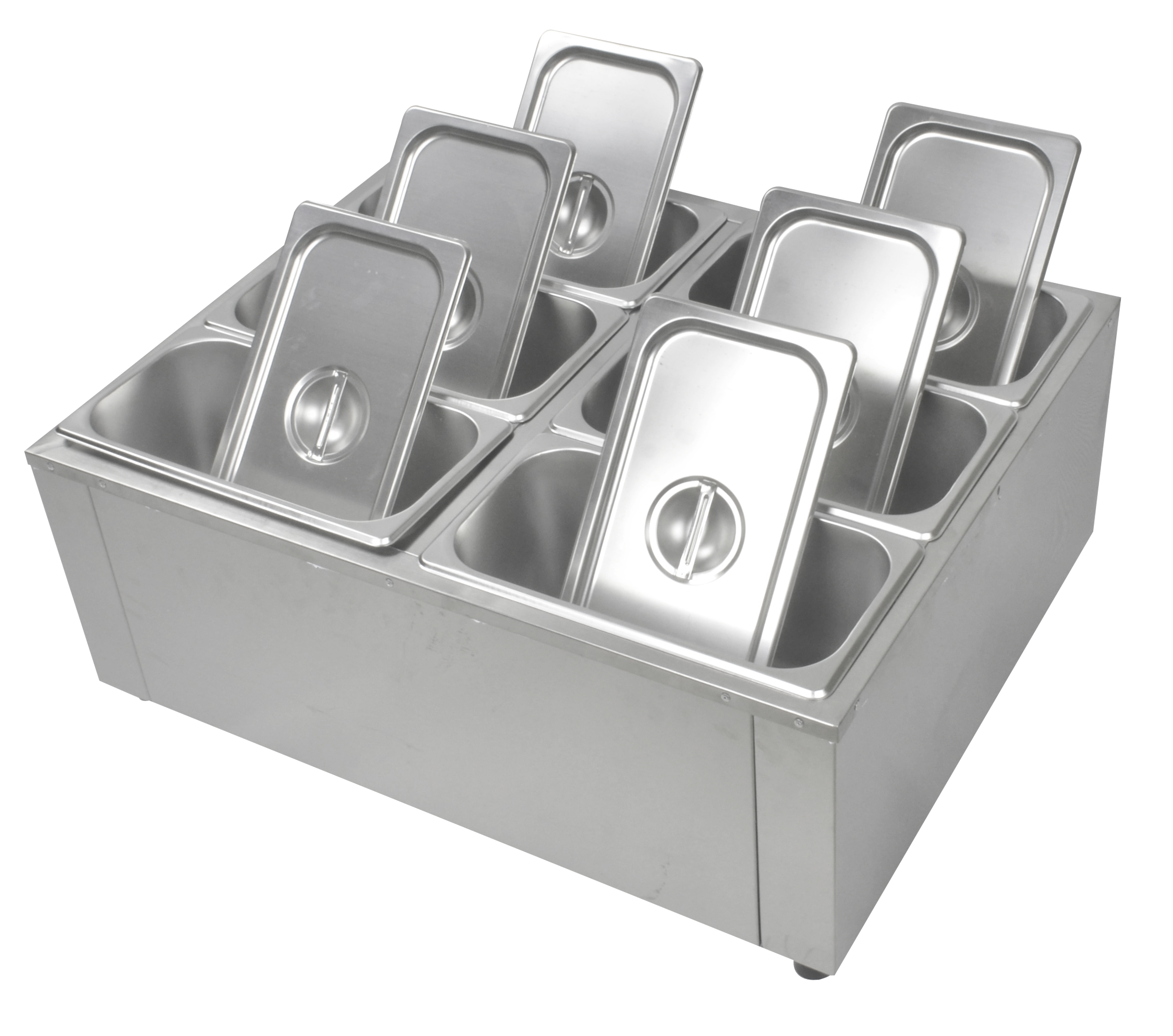 Calentador de alimentos comercial, encimera de buffet Bain Marie de acero inoxidable con control de temperatura y tapa para fiestas, catering, restaurantes 110 V