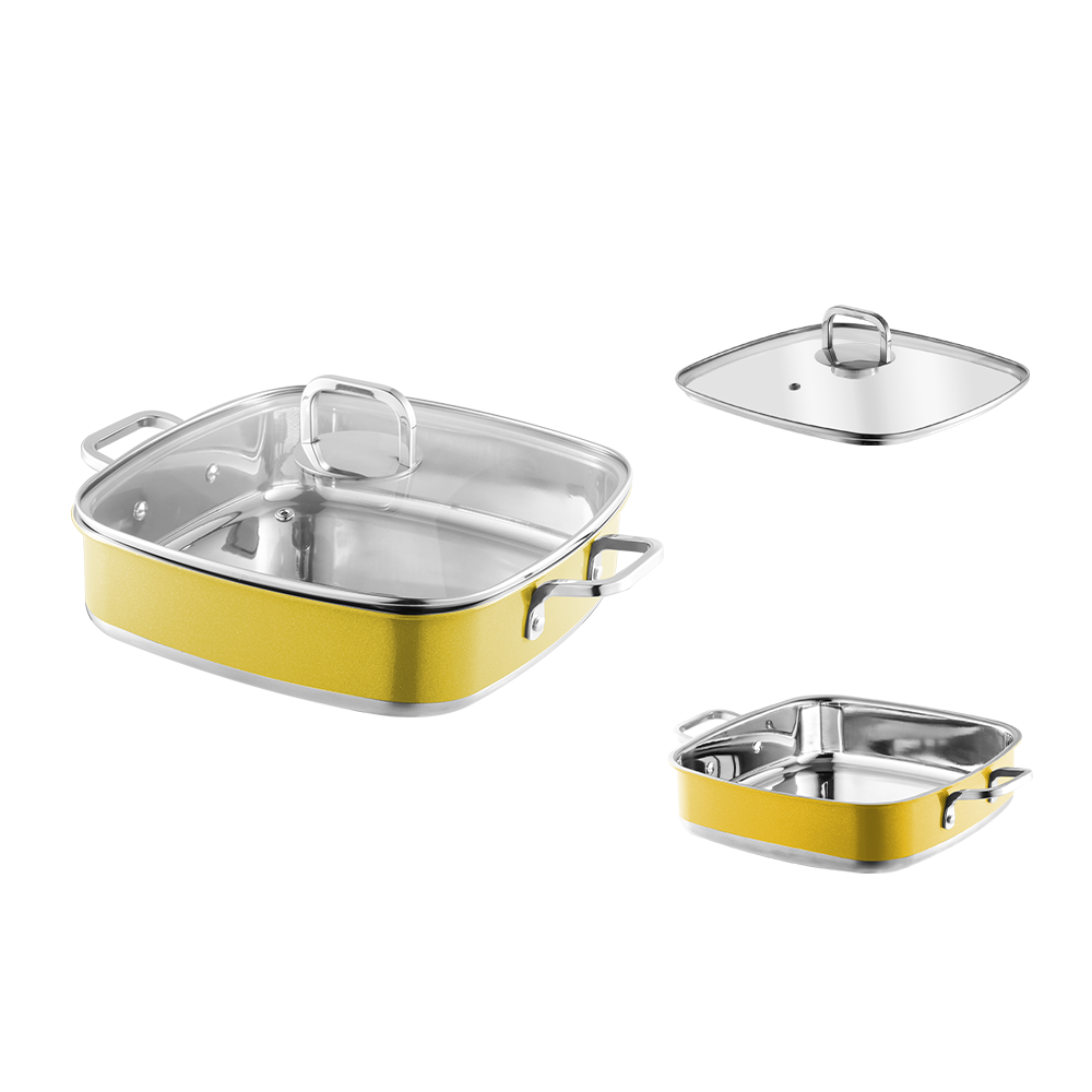 Yapamit Square Square Acero inoxidable 3 Capas de cocina Cocina Cocina Pot de cocina de cocina