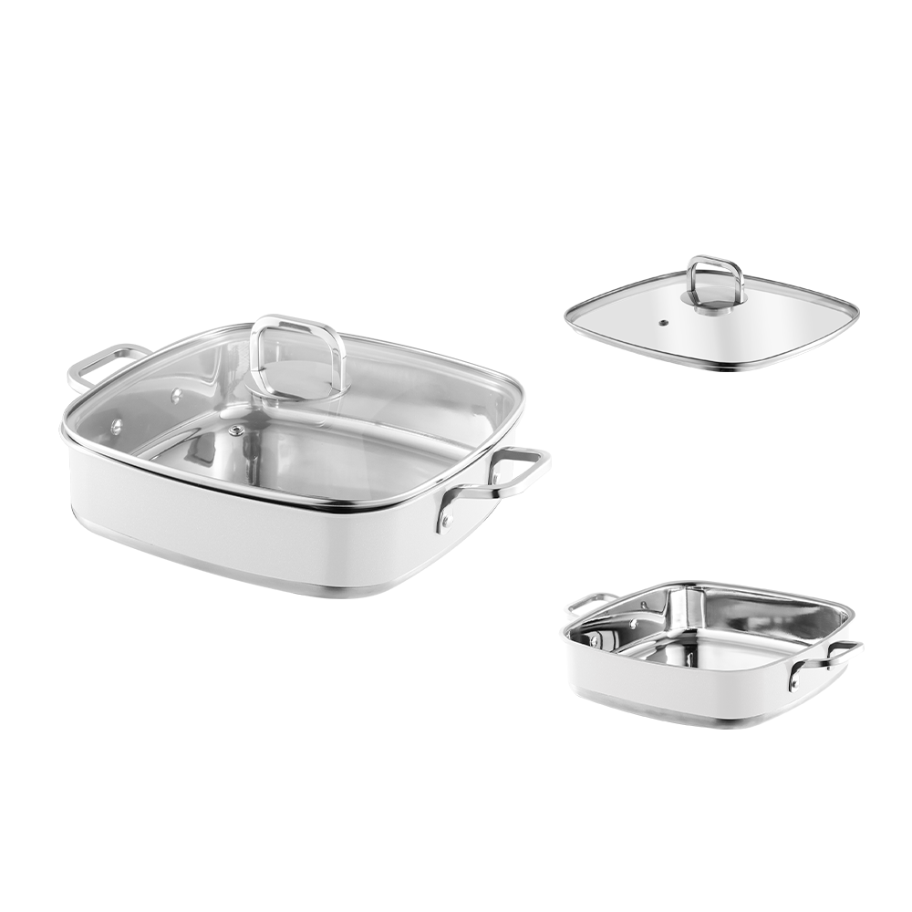 Yapamit Square Square Acero inoxidable 3 Capas de cocina Cocina Cocina Pot de cocina de cocina