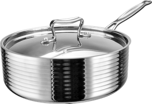 Yapamit C0410020 Batería de cocina de rayas de cuerpo corto de acero inoxidable TRI-PLY 