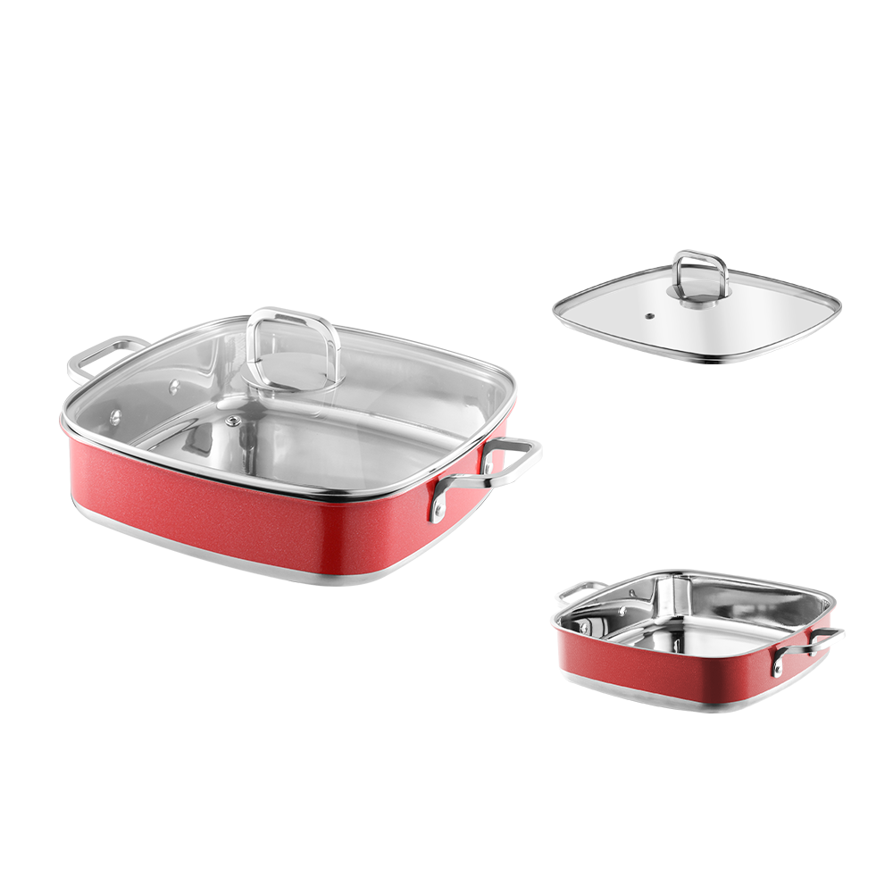 Yapamit Square Square Acero inoxidable 3 Capas de cocina Cocina Cocina Pot de cocina de cocina