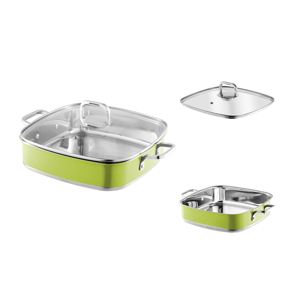 Yapamit Square Square Acero inoxidable 3 Capas de cocina Cocina Cocina Pot de cocina de cocina