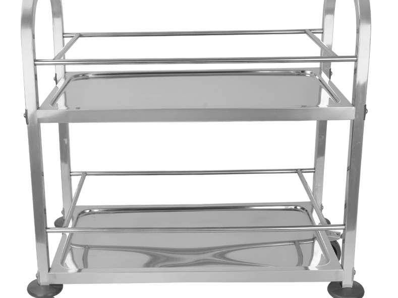 Estaciones de trabajo versátiles: mesas de trabajo de acero inoxidable (dos capas) para diversas tareas